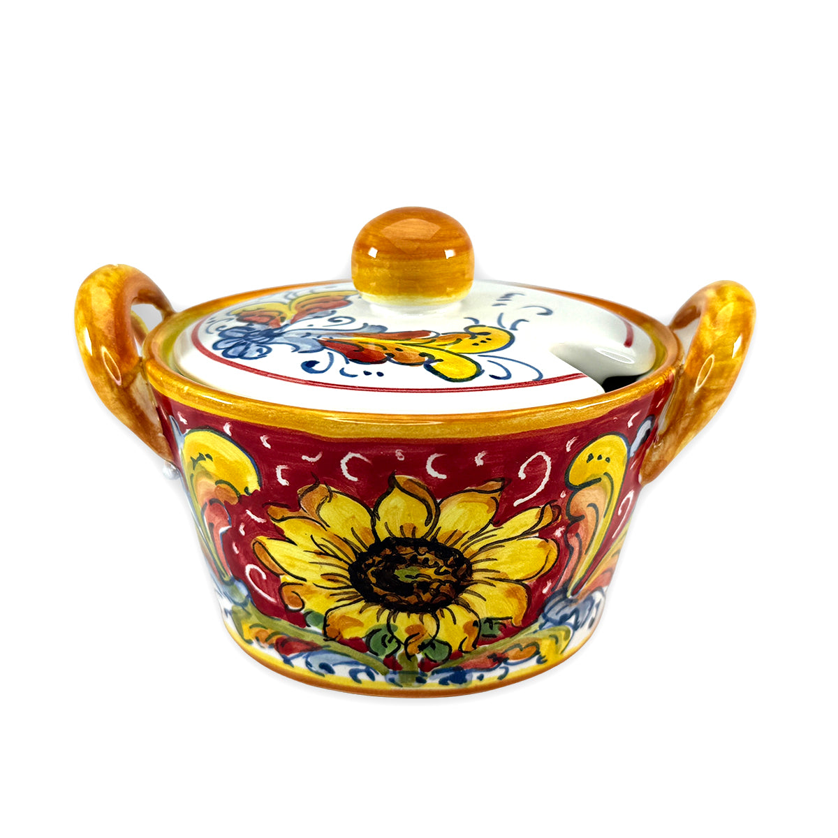 Borgioli - Sunflower on Red Sugar Bowl (New)