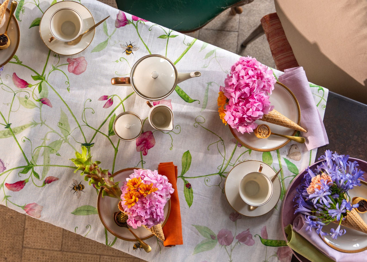 Tessitura Toscana - Mixed Linen Tablecloth "Petits Pois"