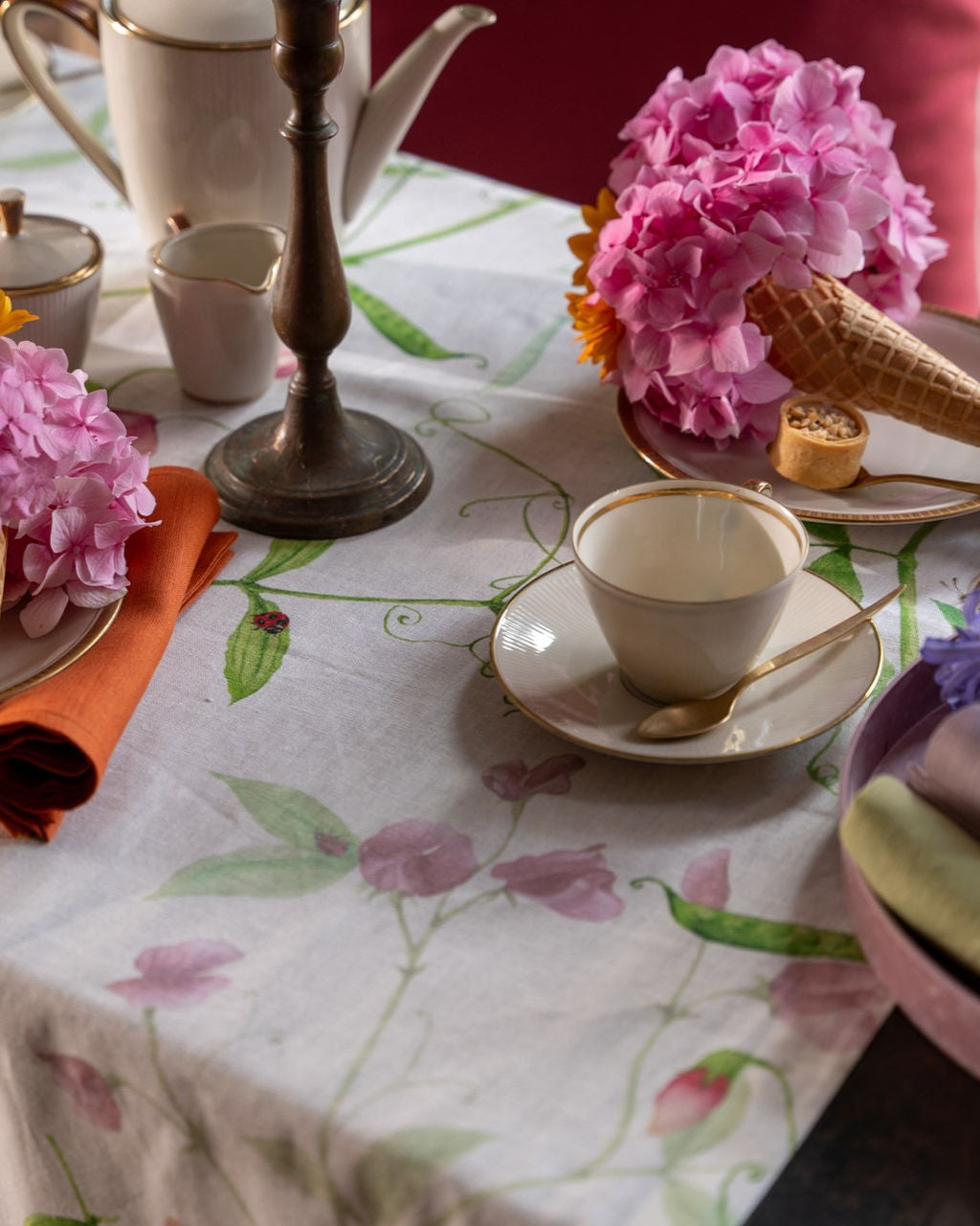 Tessitura Toscana - Mixed Linen Tablecloth "Petits Pois"