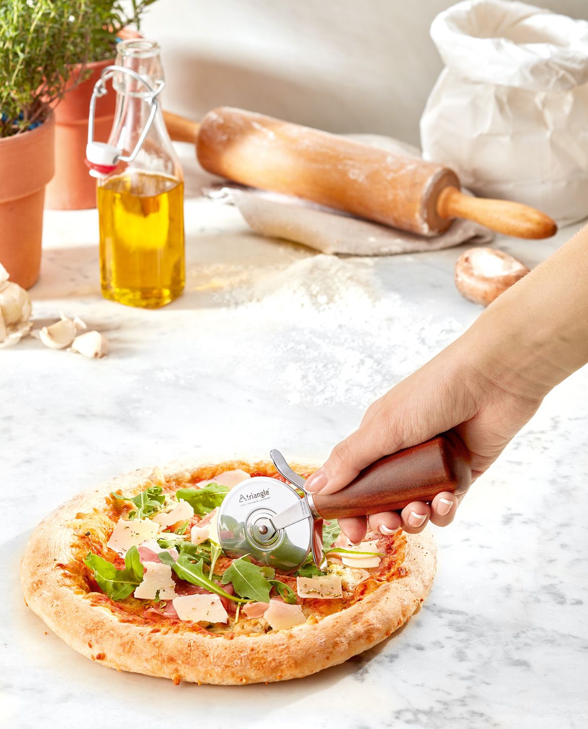Triangle - Pizza Cutter w/Plum Wood Handle