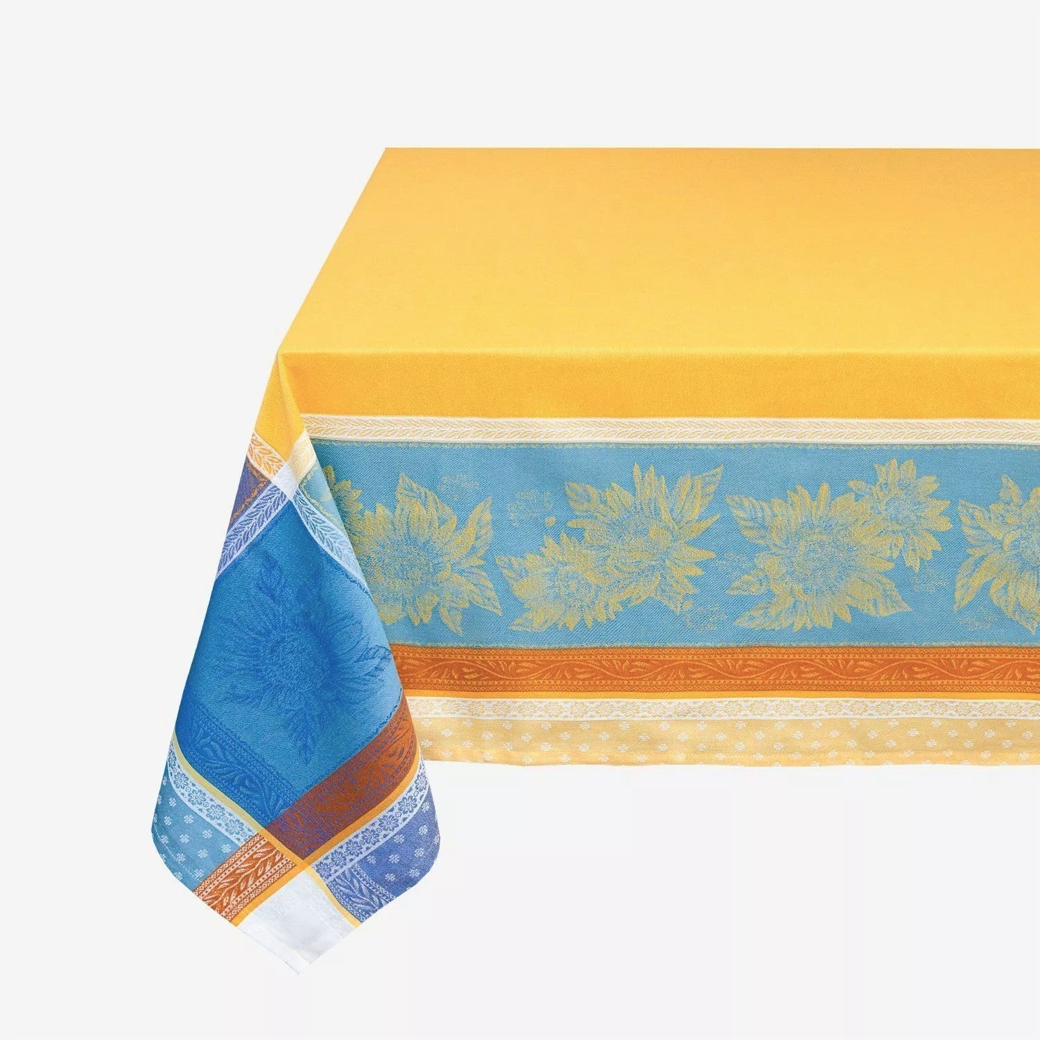 Tissus Toselli Beaulieu Jonquille Azur Tablecloth