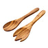 2-piece Salad Cutlery Set 30 cm Oval Flat Olive Wood Handmade