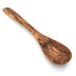 Hamburg cooking spoon with wide curved handle made of olive wood