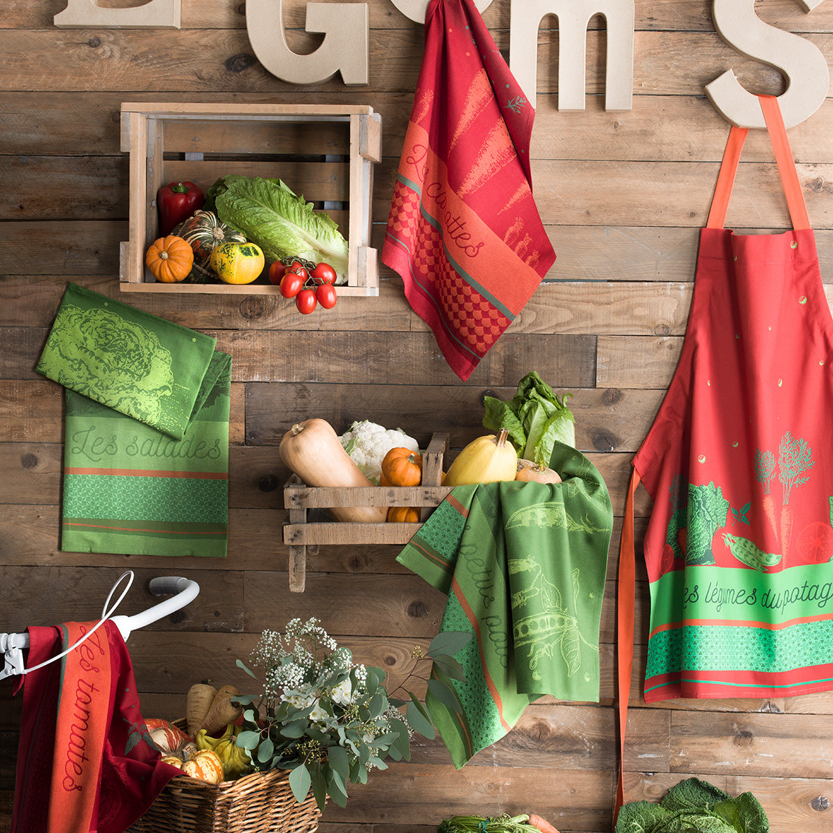 Coucke Carottes du Potager Tea Towel