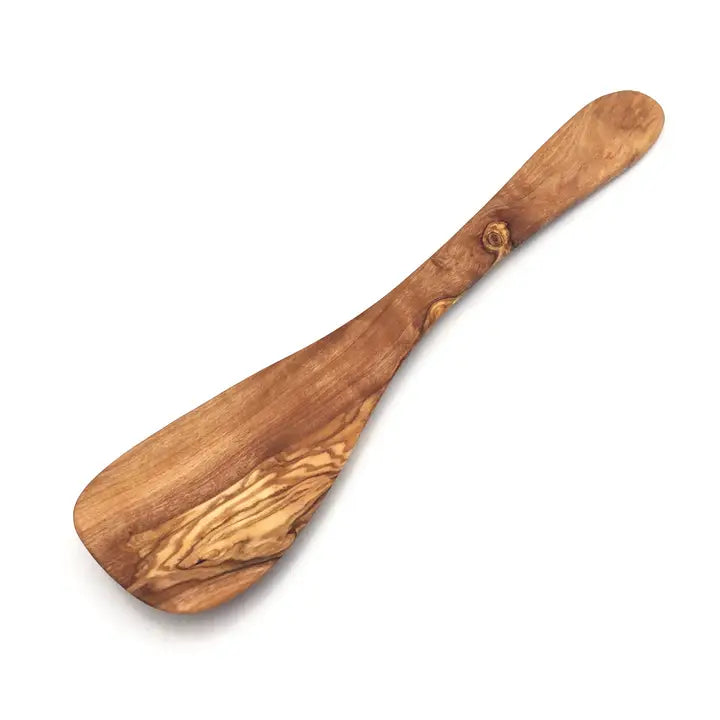 Spatula Wide Handle Curved Handmade Olive Wood