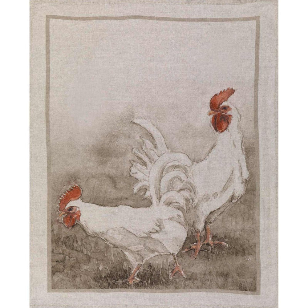 Tessitura Toscana - Tea Towel "Rooster Marrone"
