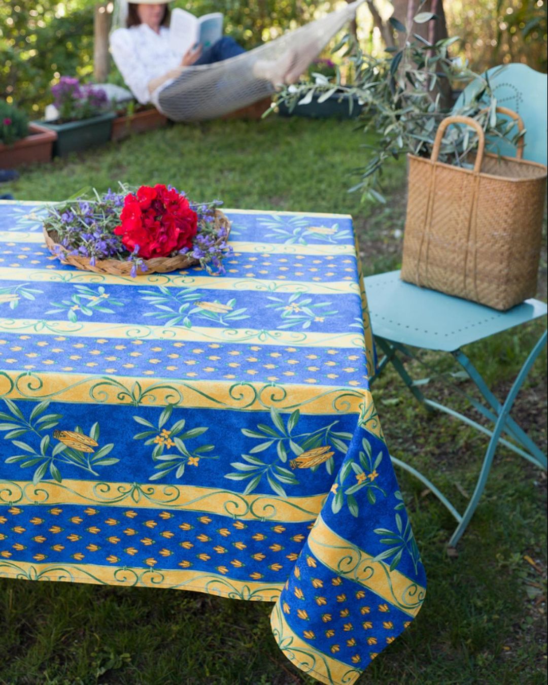 Tissus Toselli Cigale Coated Tablecloth