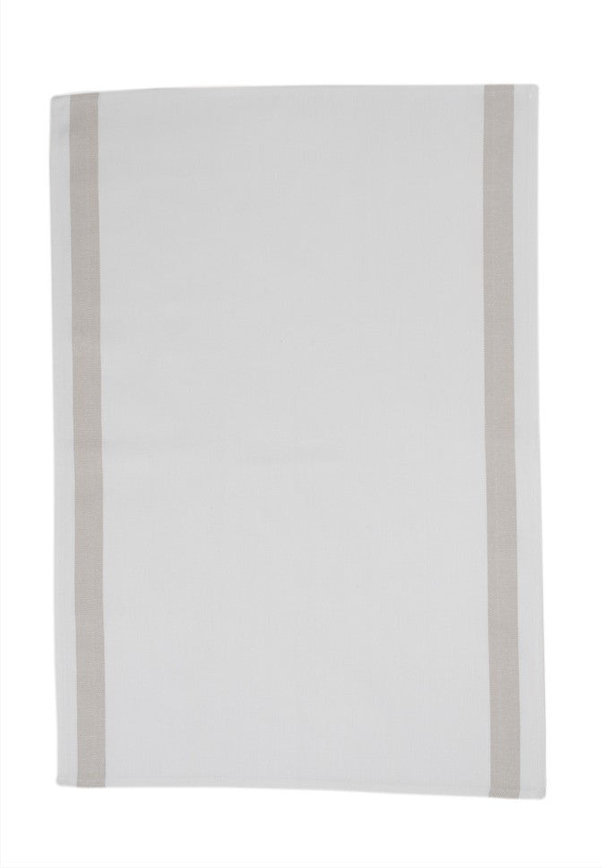 Atelier White/Taupe Cotton Kitchen Towel