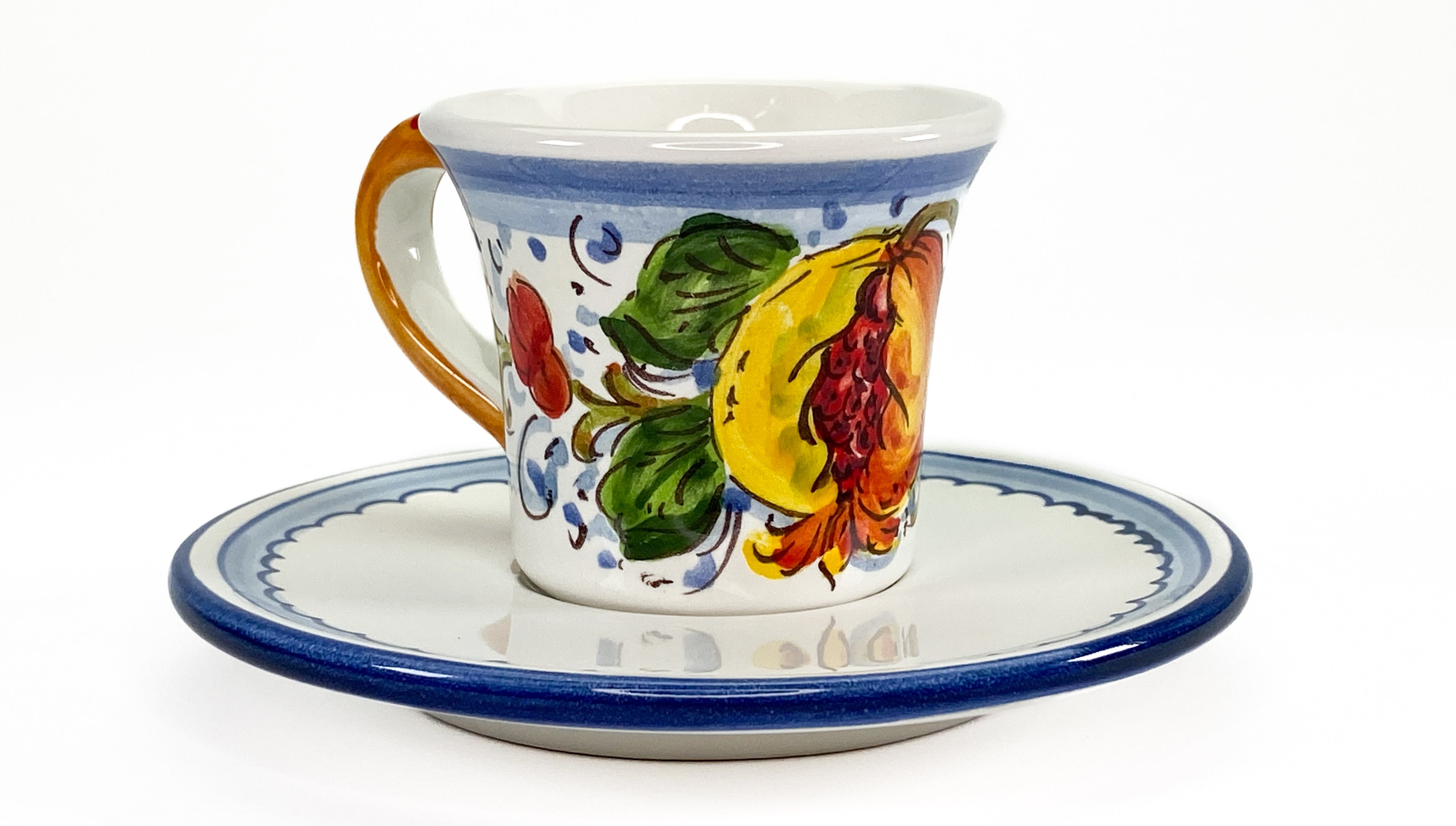 Borgioli - Pomegranate on White Espresso Cup