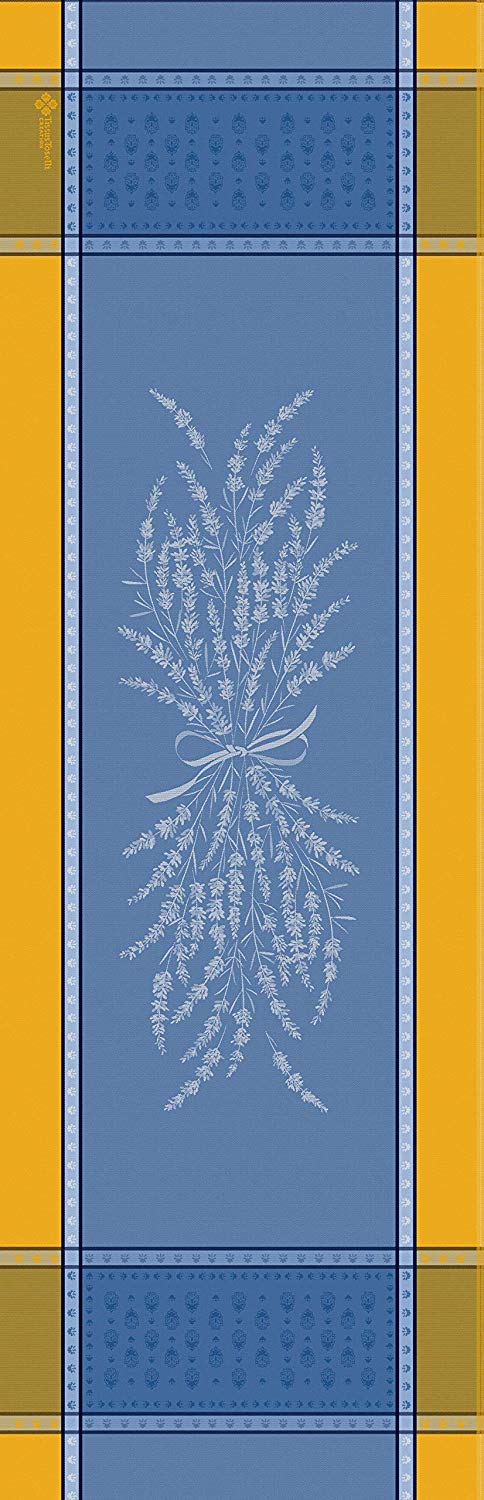Tissus Toselli Grignan Yellow/Blue Table Runner