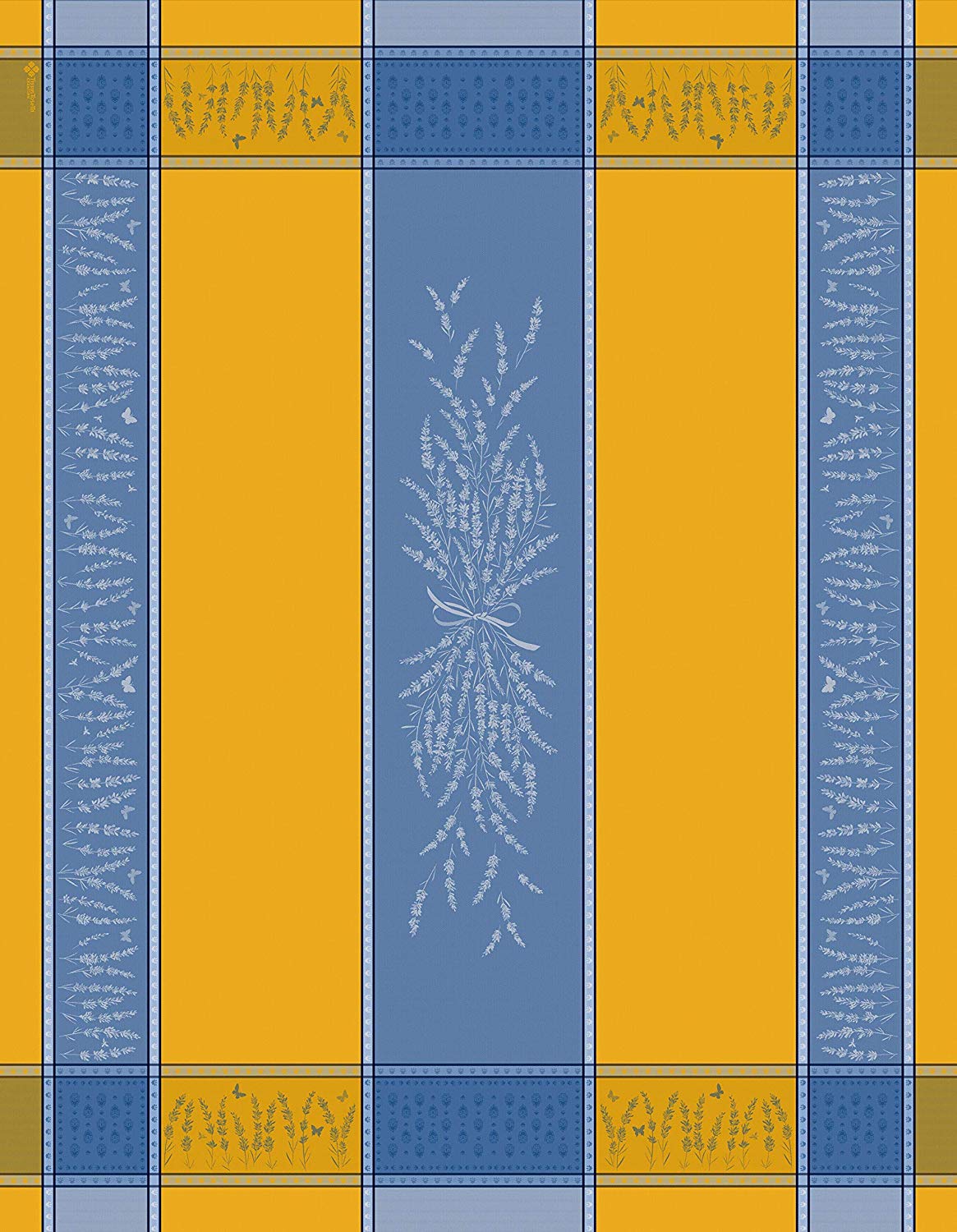 Olivia Blue & Yellow Cotton Jacquard Dish Towel by Tissus Toselli