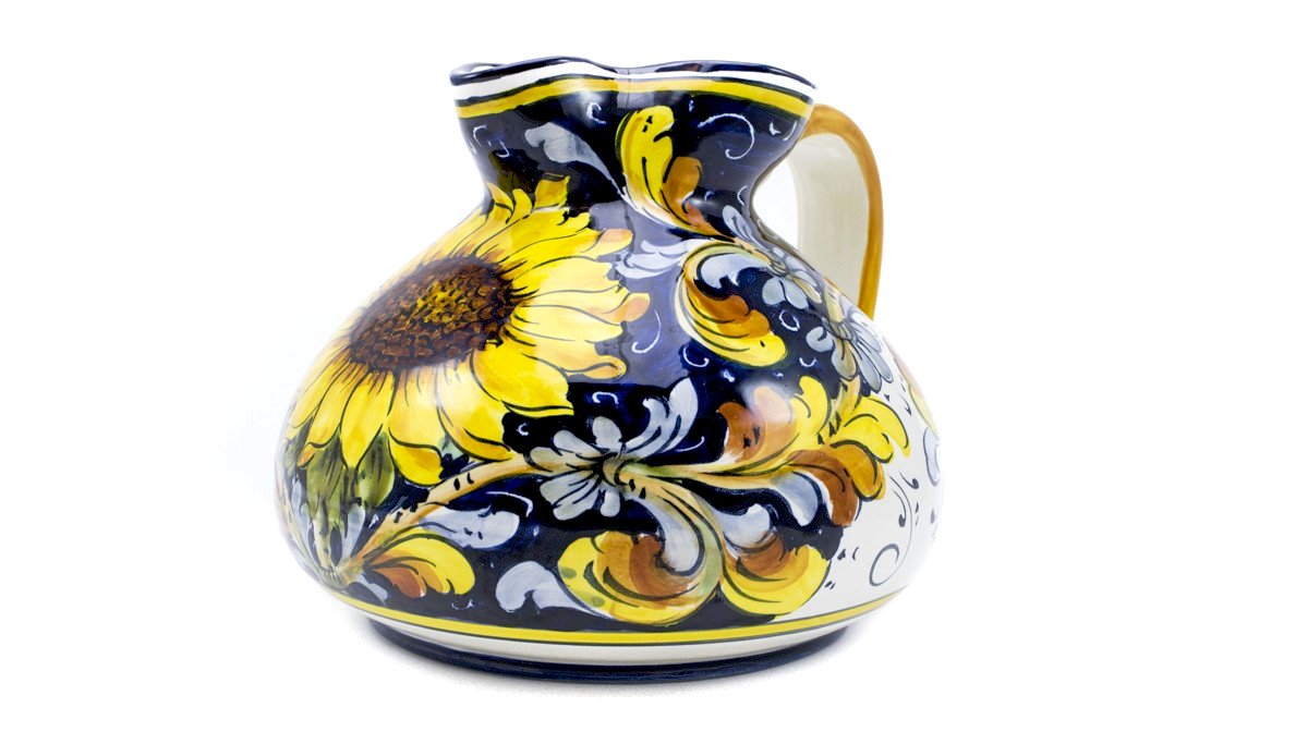 Borgioli - Sunflower on Blue Low Pitcher