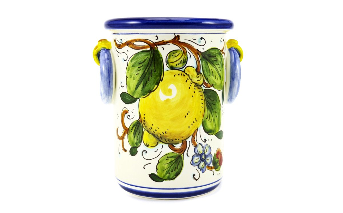 Borgioli - Lemons on White Bottle or Utensil Holder