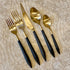 Ares 5 Piece Place Setting - Gold Finish with Black Handle