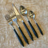 Ares 5 Piece Place Setting - Brushed Stainless Steel with Black Handle