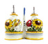 Borgioli - Sunflower on White Oil and Vinegar Cruets with Caddy