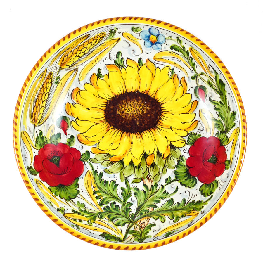 Borgioli - Sunflower on White Salad Bowl 30cm (11.8")