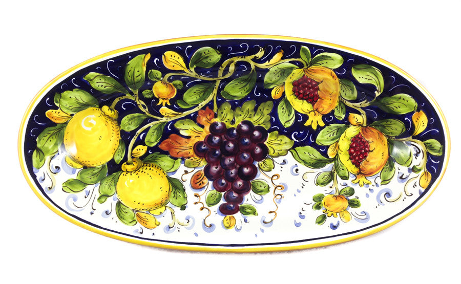 Borgioli - Mixed Fruits Oval Platter 22cm x 42cm (8.6" x 16.5")