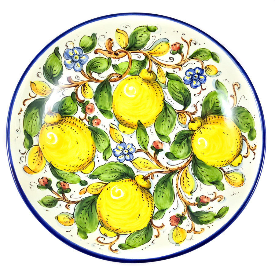 Borgioli - Lemons on White Salad Bowl 35cm (13.8")