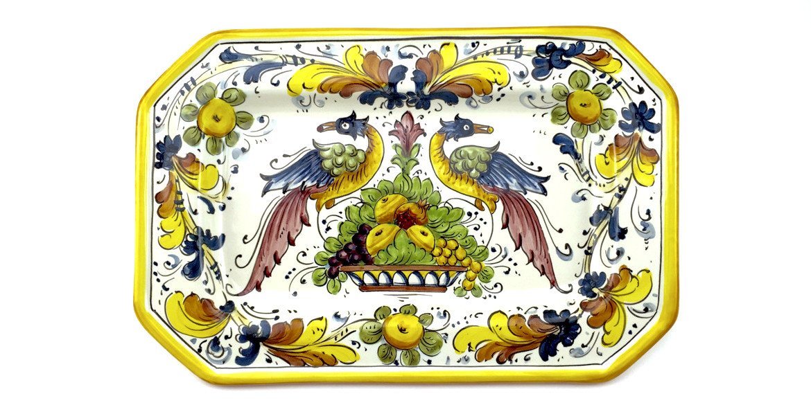 Borgioli - Birds of Paradise Octagonal Platter 29cm x 20cm (11.4" x 7.9")
