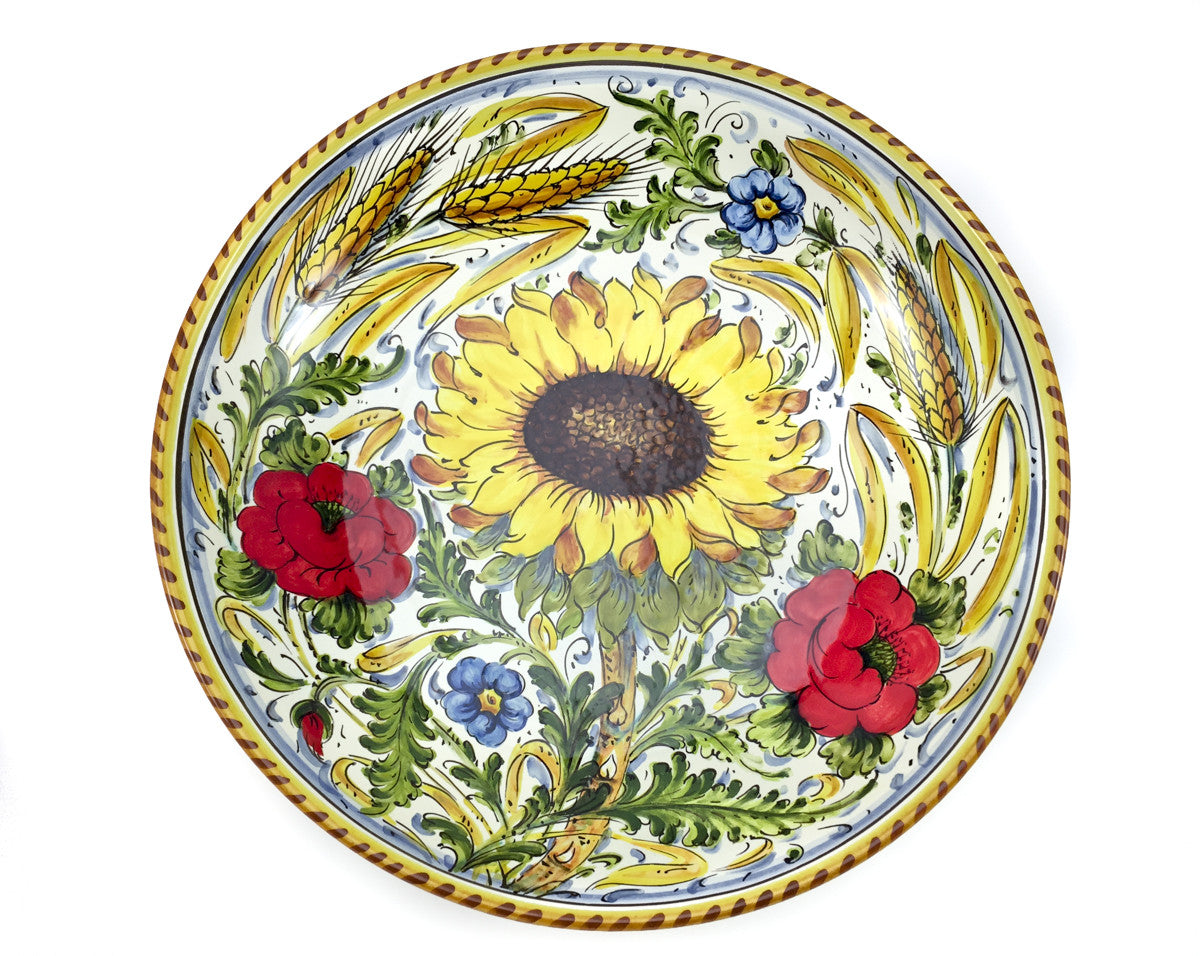 Borgioli - Sunflower on White Salad Bowl 35cm (13.8")