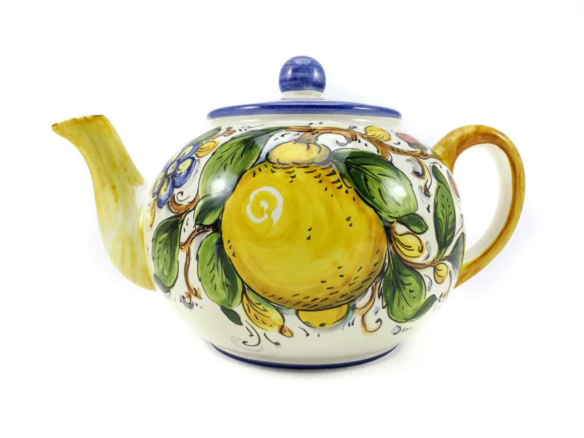 Borgioli - Lemons on White Classic Tea Pot