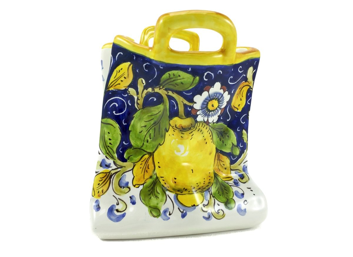 Borgioli - Lemons on Blue Sack Utensil Holder