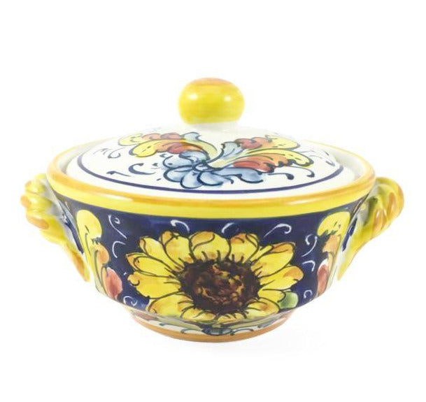 Borgioli - Sunflower on Blue Sugar Bowl