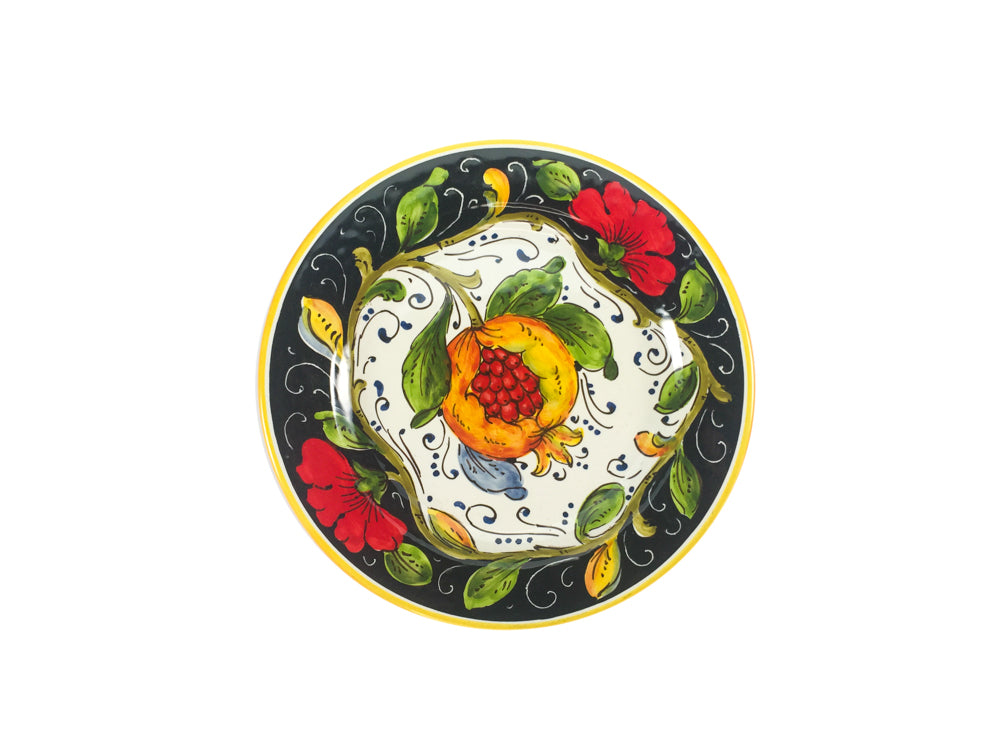Borgioli - Pomegranate on Black Salad Plate