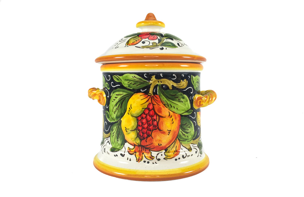 Borgioli - Pomegranate on Black Medium Canister