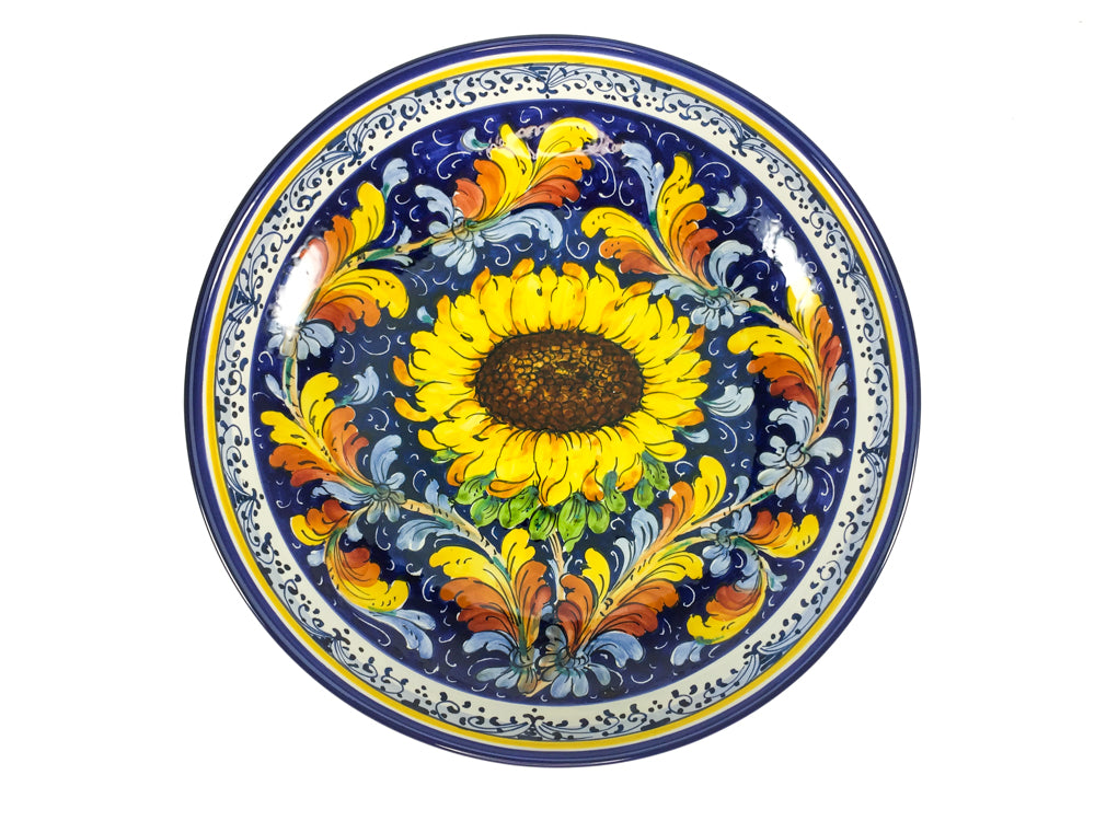 Borgioli - Sunflower on Blue Salad Bowl 30cm (11.8")