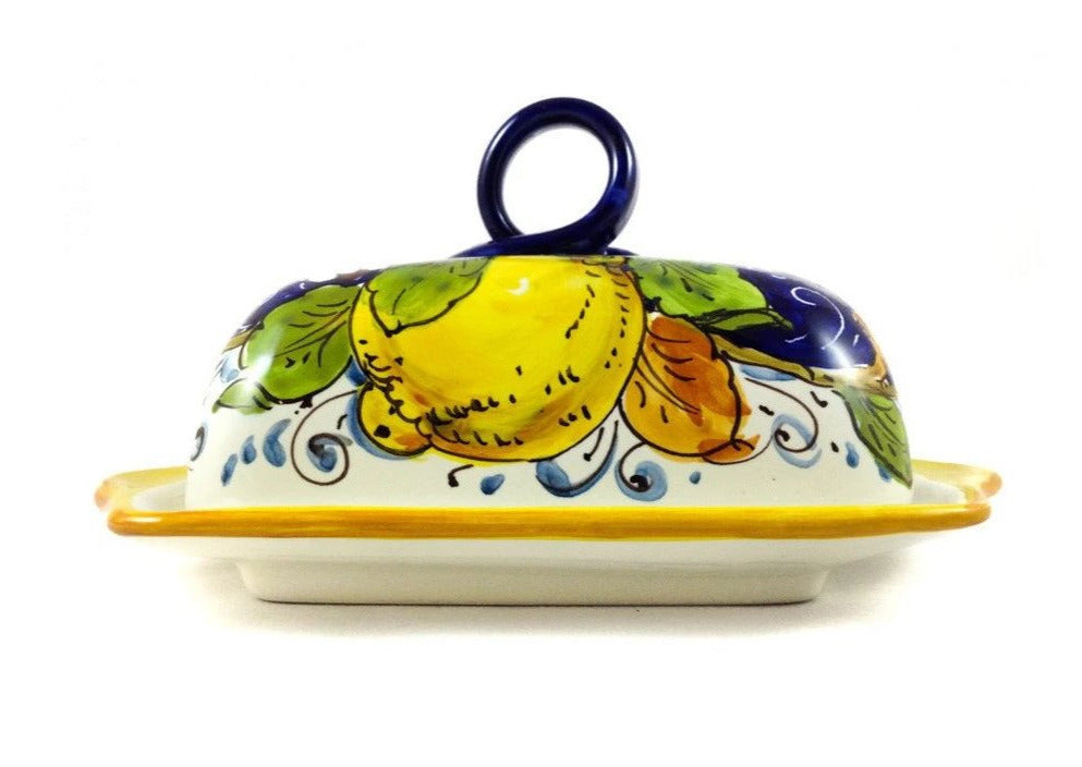 Borgioli - Lemons on Blue Butter Dish