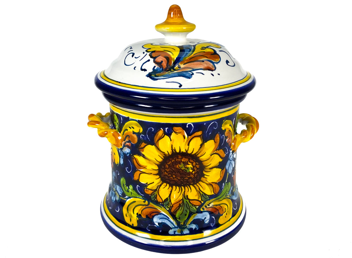 Borgioli - Sunflower on Blue Medium Canister