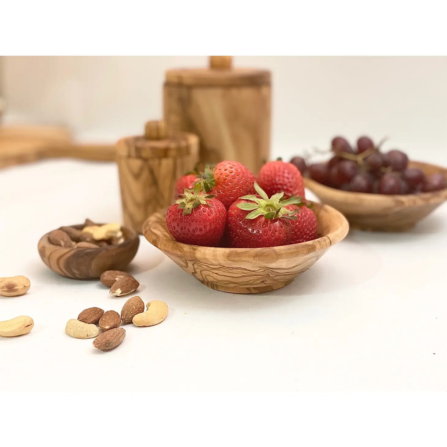 Olive Wood Bowls Shallow Rimmed