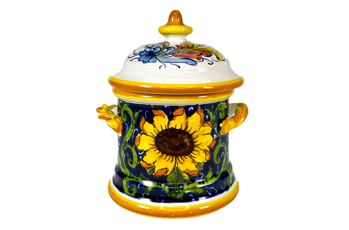 Borgioli - Sunflower on Blue Small Canister