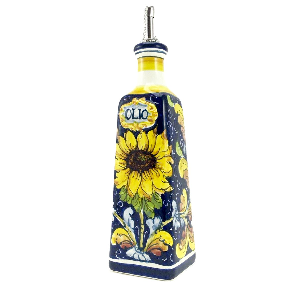 Borgioli - Sunflower on Blue Square Oil Cruet 28cm (11")