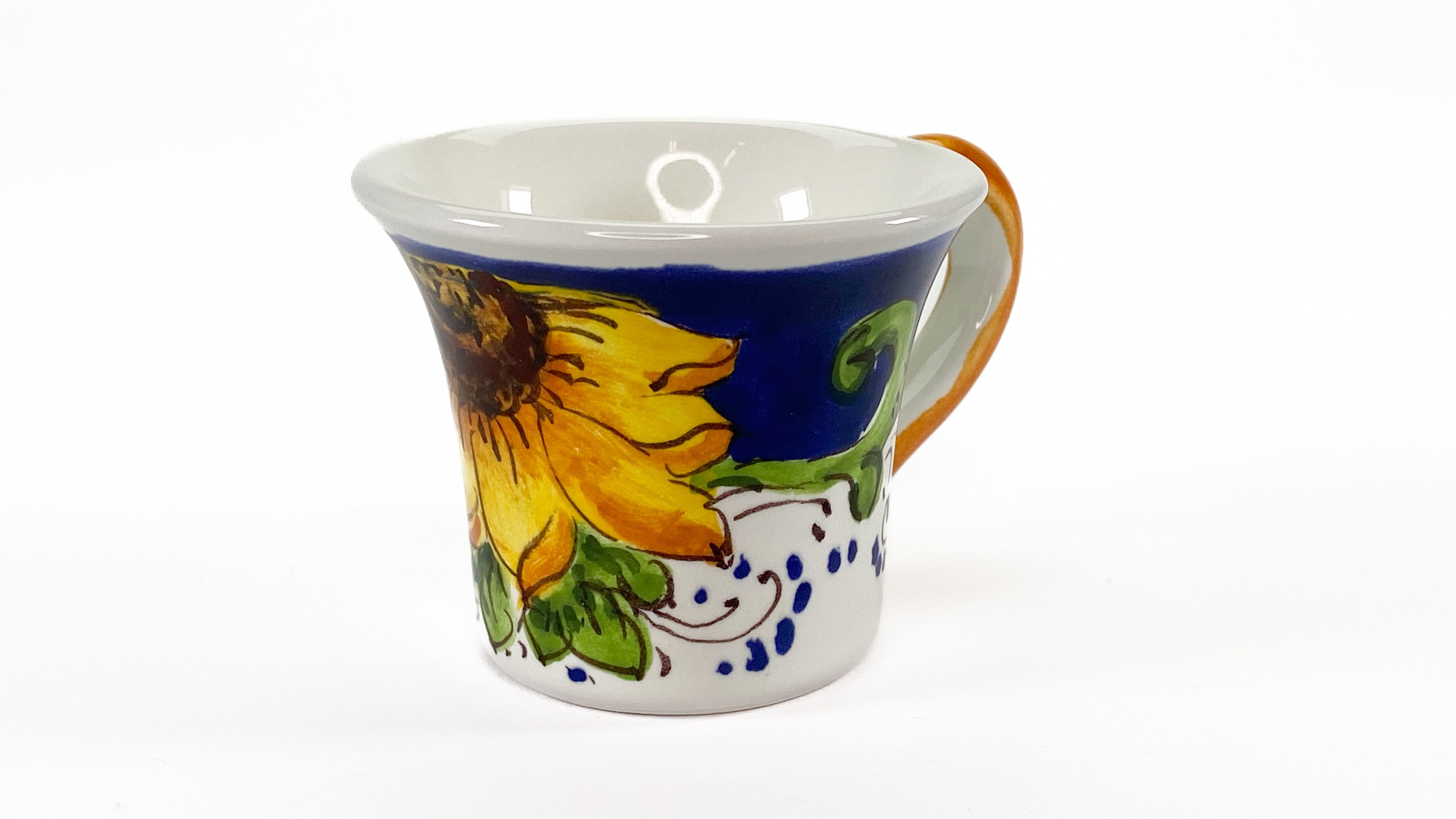 Borgioli - Sunflower on Blue Espresso Cup and Saucer