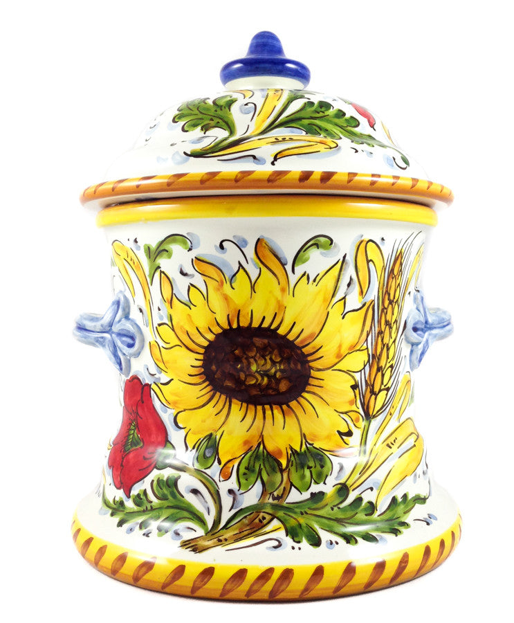 Borgioli - Sunflower on White Large Canister