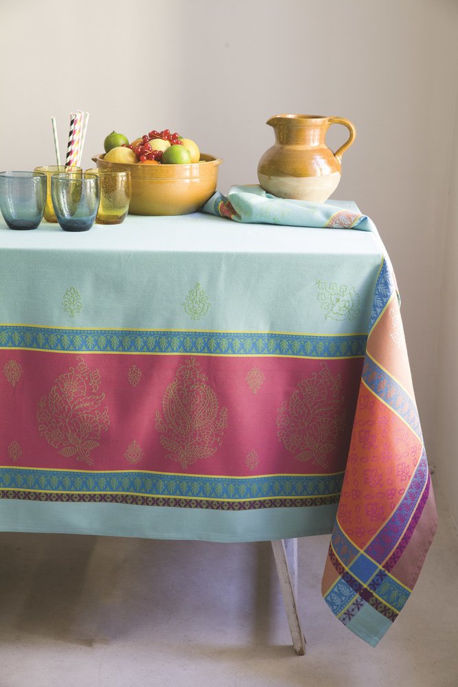 Tissus Toselli Cassis Turquoise Tablecloth