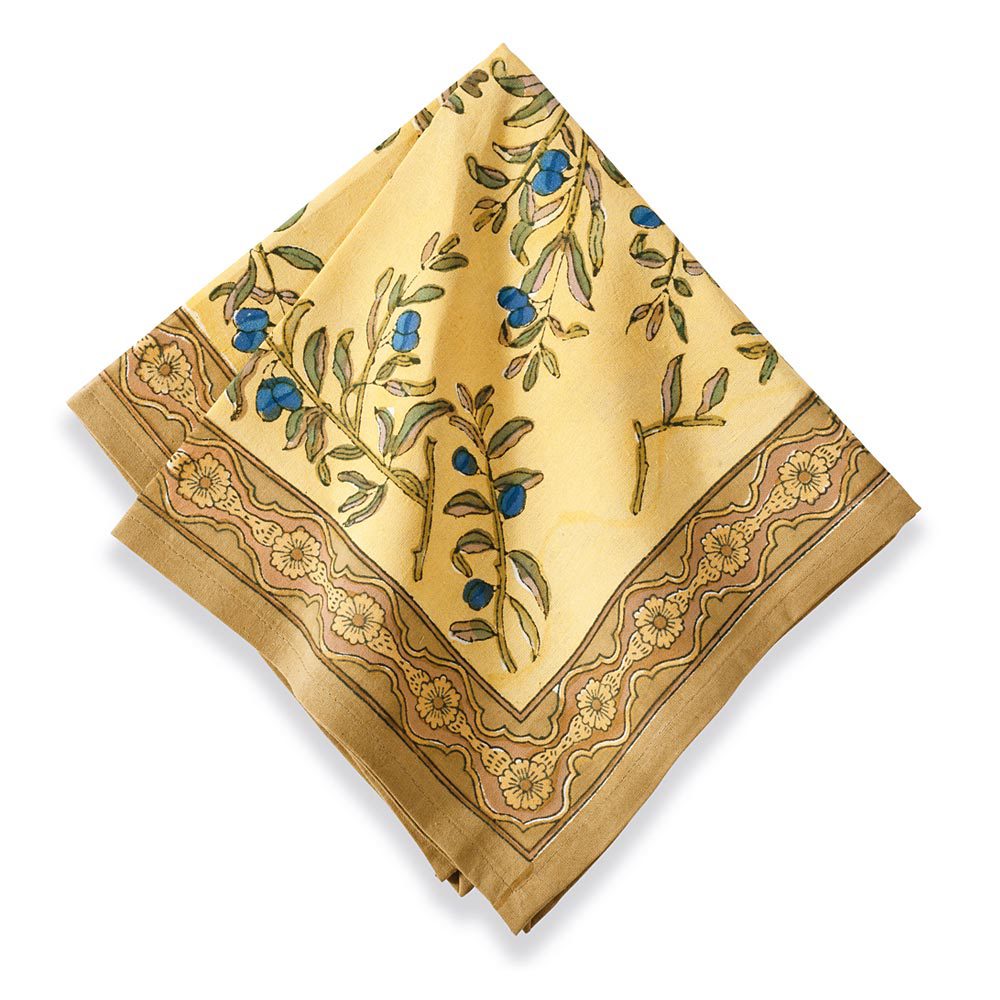 Olive Tree Khaki/Blue Napkin
