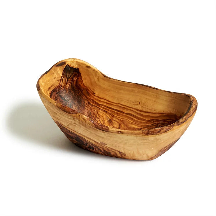Rustic Olive Wood Oval Bowl