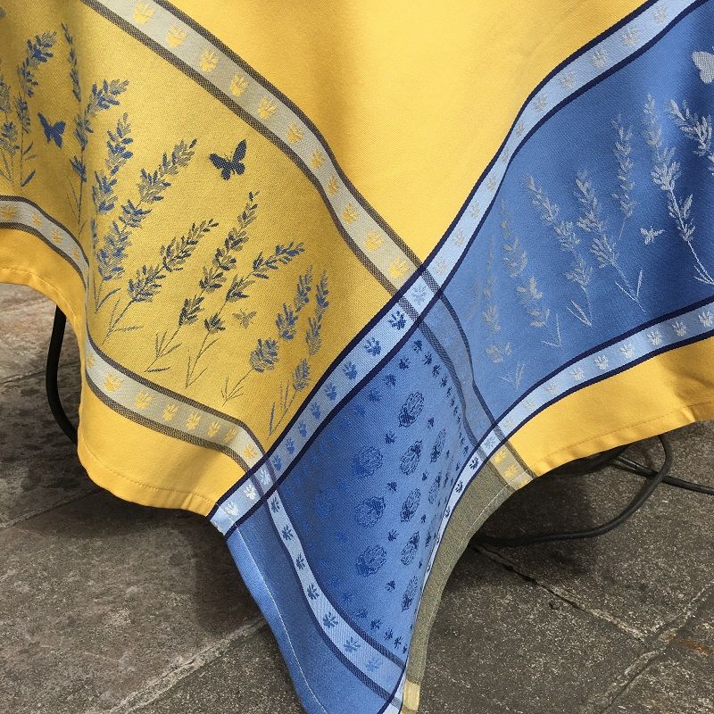 Tissus Toselli Grignan Yellow/Blue Tablecloth